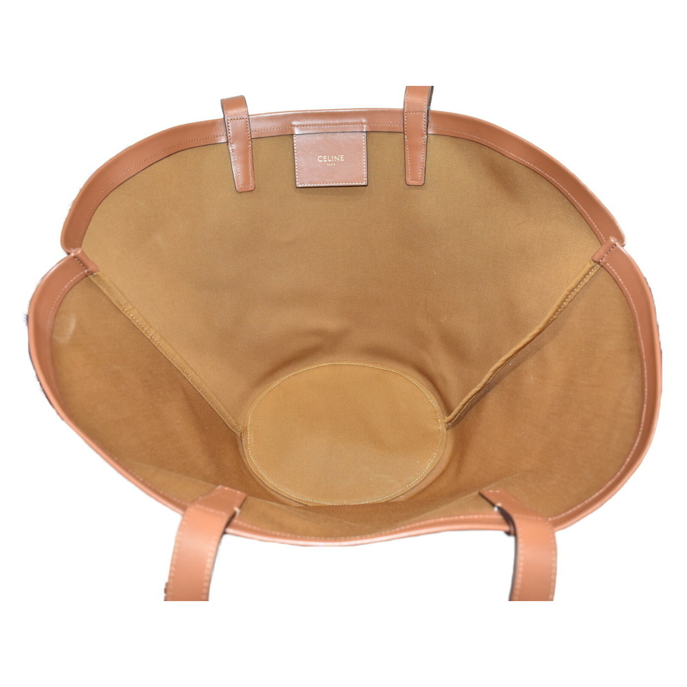 Celine Cuffin Bag Tote Brown Leather Shoulder Triomphe Beige Tan - Picture 5 of 7